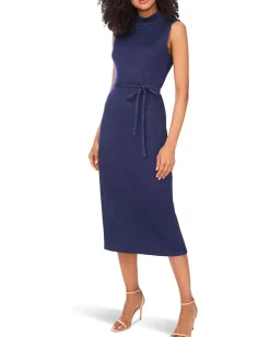 Women Vince Camuto Sleeveless Mockneck with Thin Belt Dress