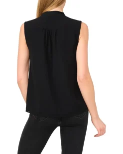 CeCe Sleeveless Open Collar Top W/ Hidden Placket Rich Black Outlet