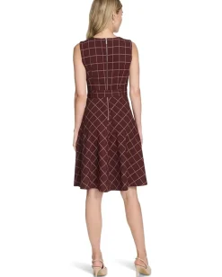 Women Calvin Klein Sleeveless Plaid Aline