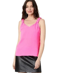 Vince Camuto Sleeveless Ruffle Strap Rumple Tank Hot Pink Online