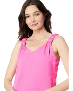Vince Camuto Sleeveless Ruffle Strap Rumple Tank Hot Pink Online