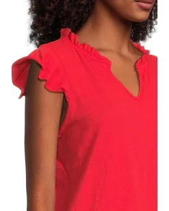 Mod-o-doc Sleeveless Ruffle Top Rich Apple New