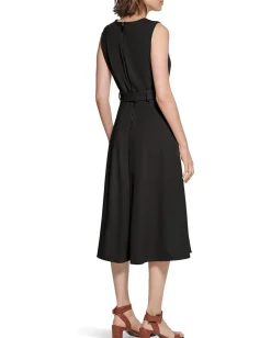 Calvin Klein Sleeveless Scuba Crepe Self Tie Aline Black Outlet