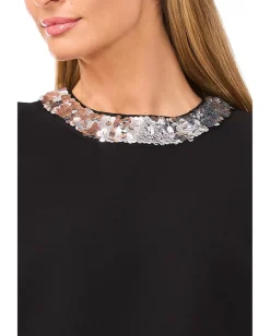 CeCe Sleeveless Sequin Paillette Trim Top Rich Black Best