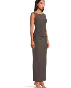 Norma Kamali Sleeveless Shirred Waist Gown Espresso Clearance