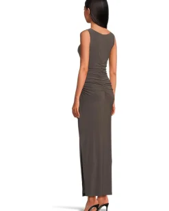 Norma Kamali Sleeveless Shirred Waist Gown Espresso Clearance