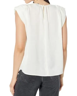 Women DKNY Sleeveless Shoulder Pad Satin Shell Top