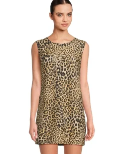 Norma Kamali Sleeveless Tailored Mini Dress Cheetah Patch Best