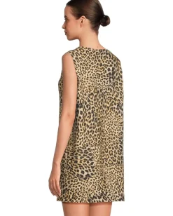 Norma Kamali Sleeveless Tailored Mini Dress Cheetah Patch Best