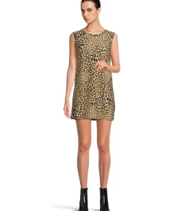 Norma Kamali Sleeveless Tailored Mini Dress Cheetah Patch Best