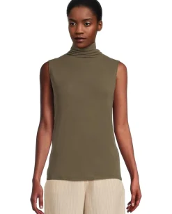 Vince Sleeveless Turtleneck Heathered Cypress Discount