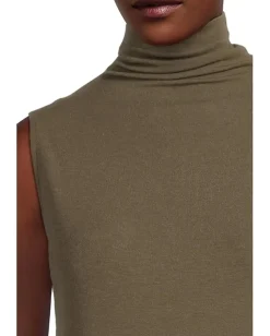 Vince Sleeveless Turtleneck Heathered Cypress Discount