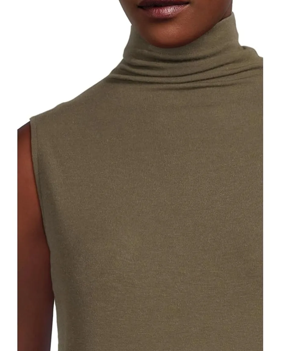 Vince Sleeveless Turtleneck Heathered Cypress Discount