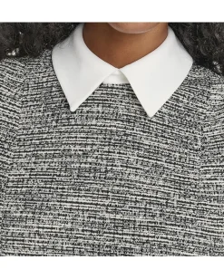 Women Calvin Klein Sleeveless Tweed Aline with Collar