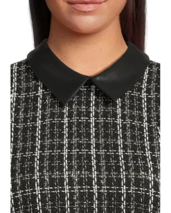 Women Calvin Klein Sleeveless Tweed Sheath With Collar