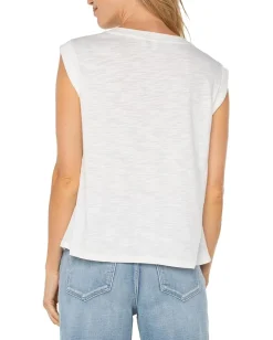 Women Liverpool Los Angeles Sleeveless Woven To Knit Top