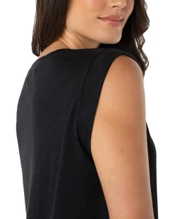 Liverpool Los Angeles Sleeveless Woven To Knit Top Black Clearance