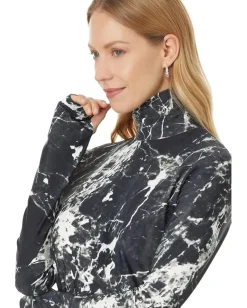 Norma Kamali Slim Fit Long Sleeve Turtle Top Black Marble Sale