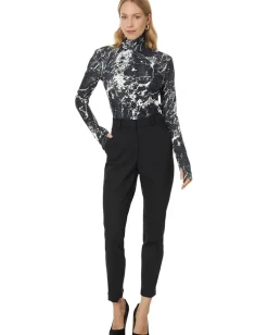 Norma Kamali Slim Fit Long Sleeve Turtle Top Black Marble Sale