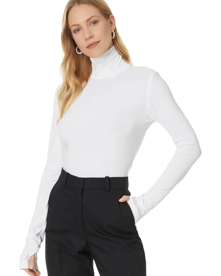 Norma Kamali Slim Fit Long Sleeve Turtle Top Snow White Online