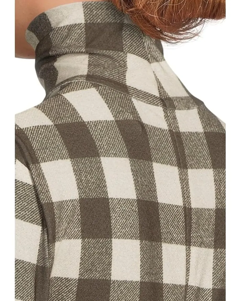 Norma Kamali Slim Fit Long Sleeve Turtle Top Bark Box Plaid Discount