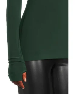 Norma Kamali Slim Fit Long Sleeve Turtle Top Dark Emerald Discount