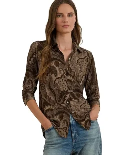 Women Lauren Ralph Lauren Slim Fit Paisley Jersey Shirt