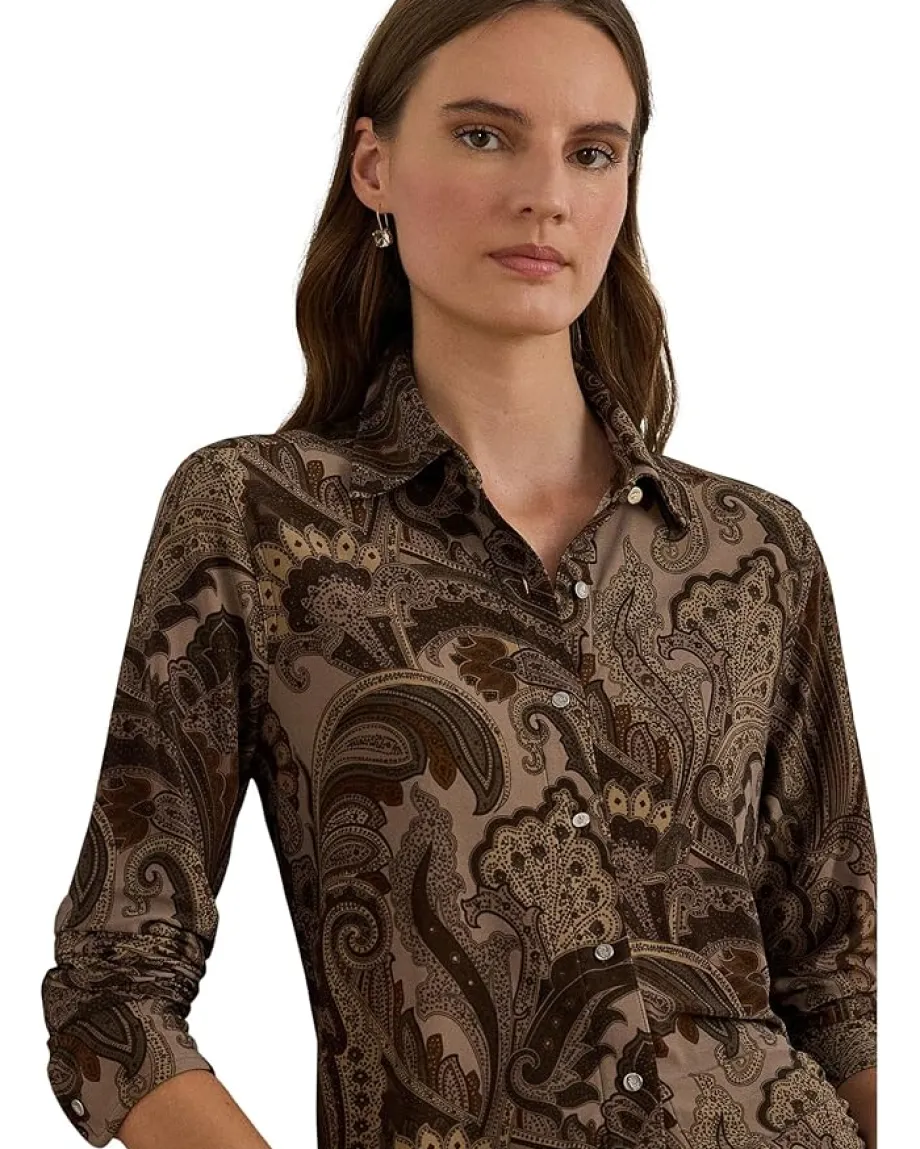 Women Lauren Ralph Lauren Slim Fit Paisley Jersey Shirt