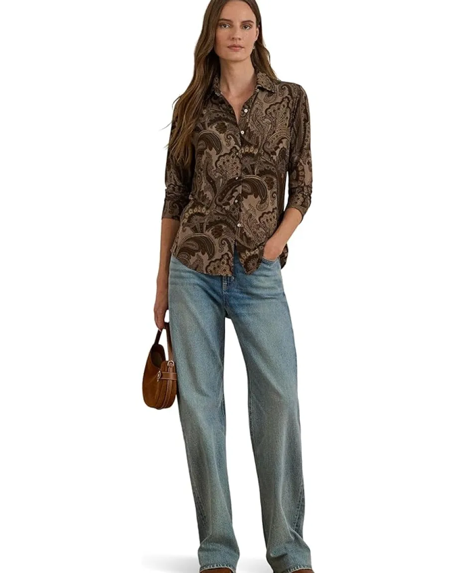 Women Lauren Ralph Lauren Slim Fit Paisley Jersey Shirt
