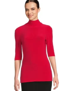 Women Norma Kamali Slim Fit Short Sleeve Turtle Top