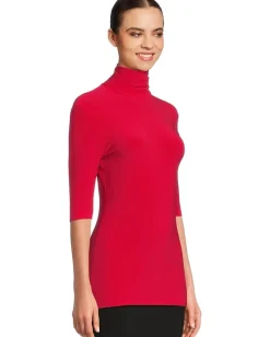 Women Norma Kamali Slim Fit Short Sleeve Turtle Top