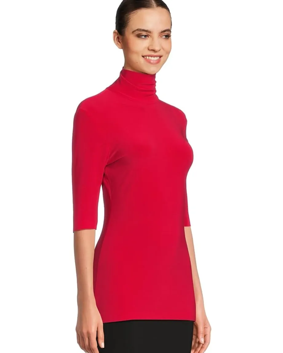 Women Norma Kamali Slim Fit Short Sleeve Turtle Top