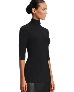 Women Norma Kamali Slim Fit Short Sleeve Turtle Top