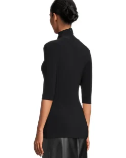 Women Norma Kamali Slim Fit Short Sleeve Turtle Top