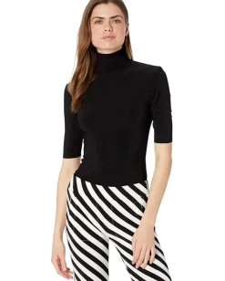 Norma Kamali Slim Fit Short Sleeve Turtle Top Black Outlet