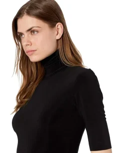 Norma Kamali Slim Fit Short Sleeve Turtle Top Black Outlet