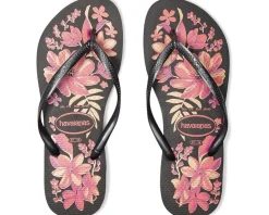 Havaianas Slim Organic Flip Flop Sandal Black/Grey/Gold Hot