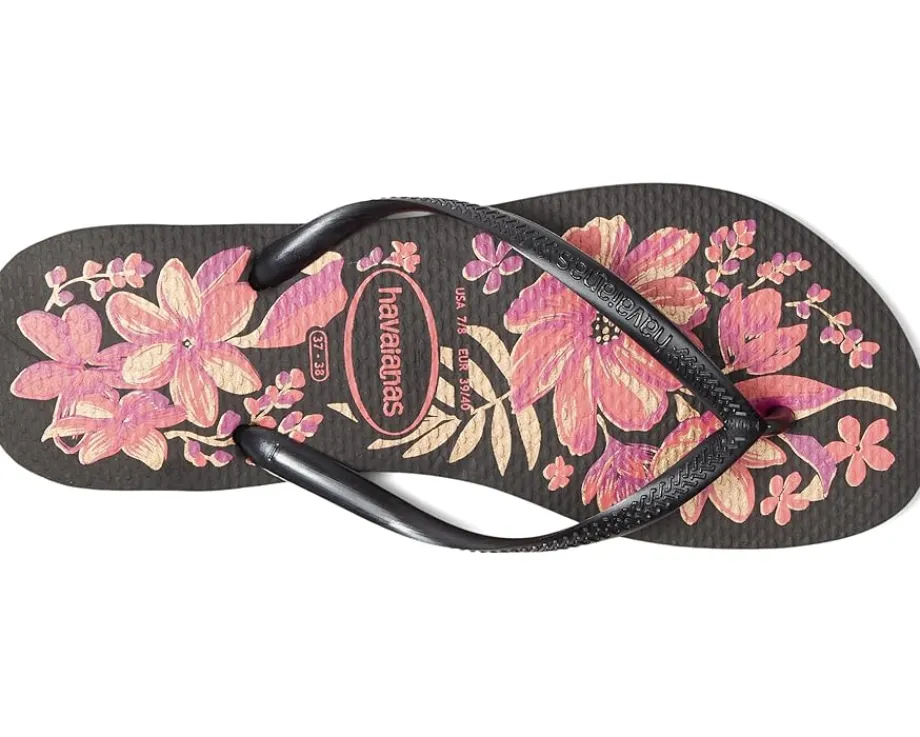 Havaianas Slim Organic Flip Flop Sandal Black/Grey/Gold Hot