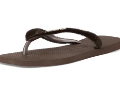Havaianas Slim Square Plush Sandals Dark Brown Outlet