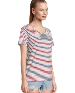 Vineyard Vines Slub Jersey Relaxed Tee Marta Stripe/White/Lighthouse Red/Moonshine New