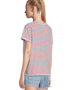 Vineyard Vines Slub Jersey Relaxed Tee Marta Stripe/White/Lighthouse Red/Moonshine New
