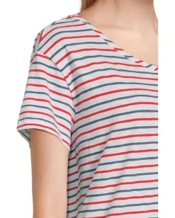Vineyard Vines Slub Jersey Relaxed Tee Marta Stripe/White/Lighthouse Red/Moonshine New