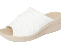 LifeStride Smile 3 Slides Bright White Stretch Fabric Sale