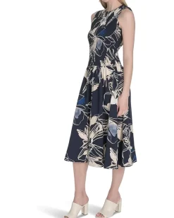 Calvin Klein Smocked Commuter Floral Dropwaist Indigo Multi Sale