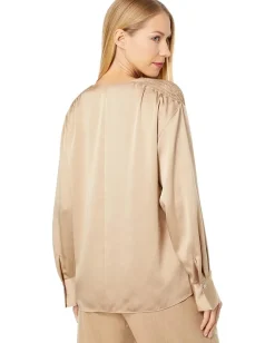 Women Vince Smocked Long Sleeve Blouse