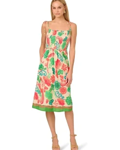 Women Adrianna Papell Smocked Printed Placement Dress