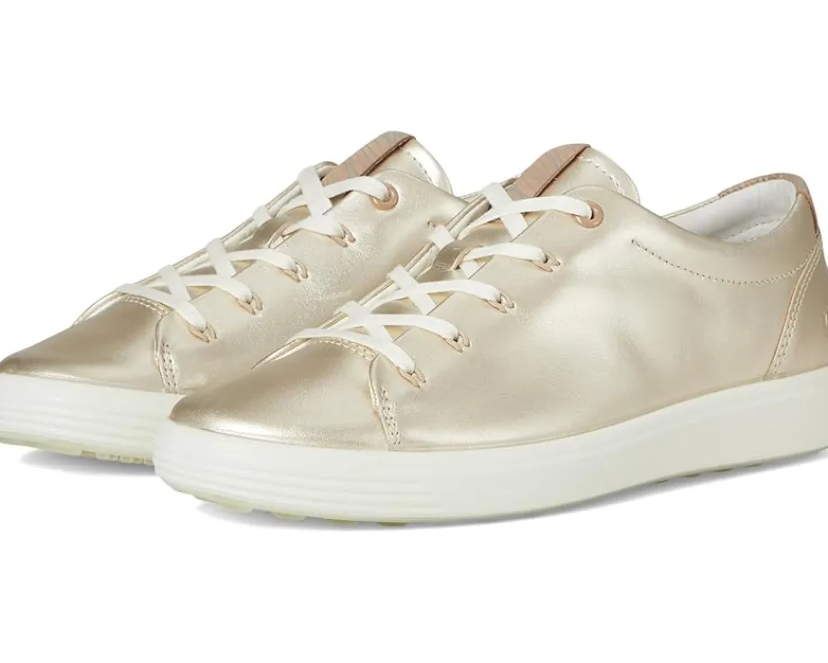 ECCO Soft 7 Floral Sneaker Pure White Gold Floral Trim Clearance