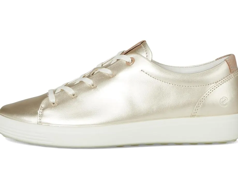 ECCO Soft 7 Floral Sneaker Pure White Gold Floral Trim Clearance