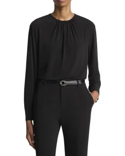 Vince Soft Gathered Blouse Black Hot