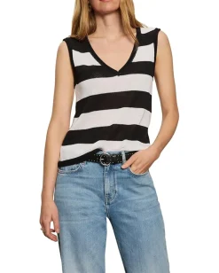 Sanctuary Soft V-neck Shell Chalk/Black Stripe Online